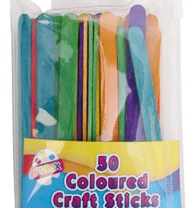 * Assorted Coloured Craft/Lolly Sticks (50Pcs)