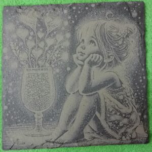 Engraved Slate Coaster – Girl With Hearts Design 2
