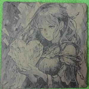Engraved Slate Coaster – Girl With Hearts Design 6