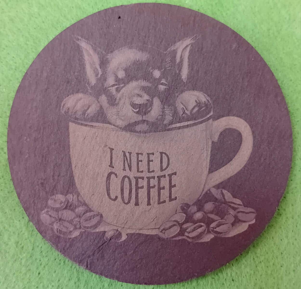 Engraved Slate Coaster Set Of 6 With Holder – I Need Coffee Pup Series - Image 2
