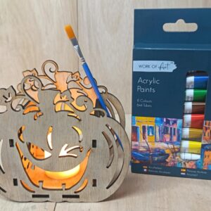 Make & Paint Your Own Halloween Pumpkin Tealight Candle Holder (Design 4 of 9)
