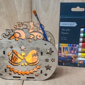 Make & Paint Your Own Halloween Pumpkin Tealight Candle Holder (Design 5 of 9)